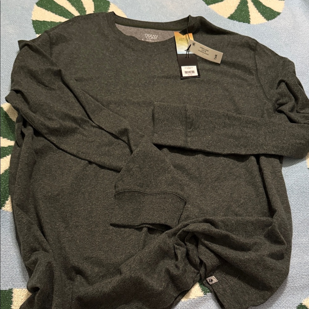 Ocean and coast Dark Gray Long Sleeve Shirt‎